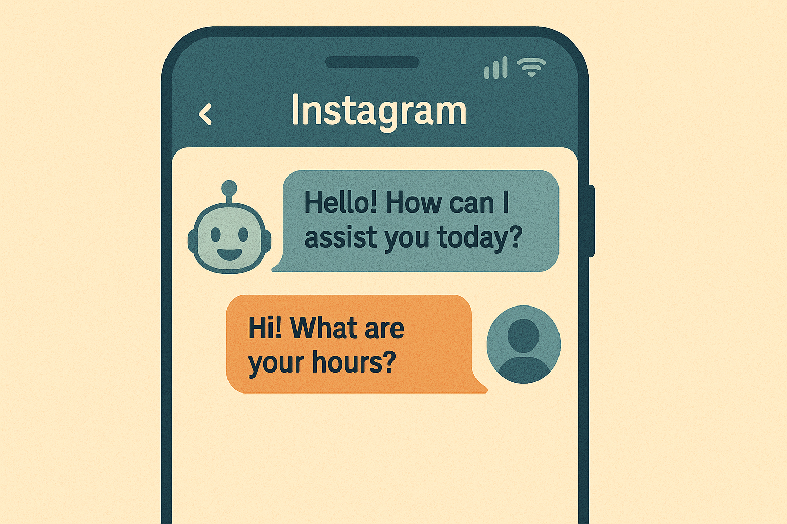 A conversation window showing an AI chatbot interacting with a user on Instagram.