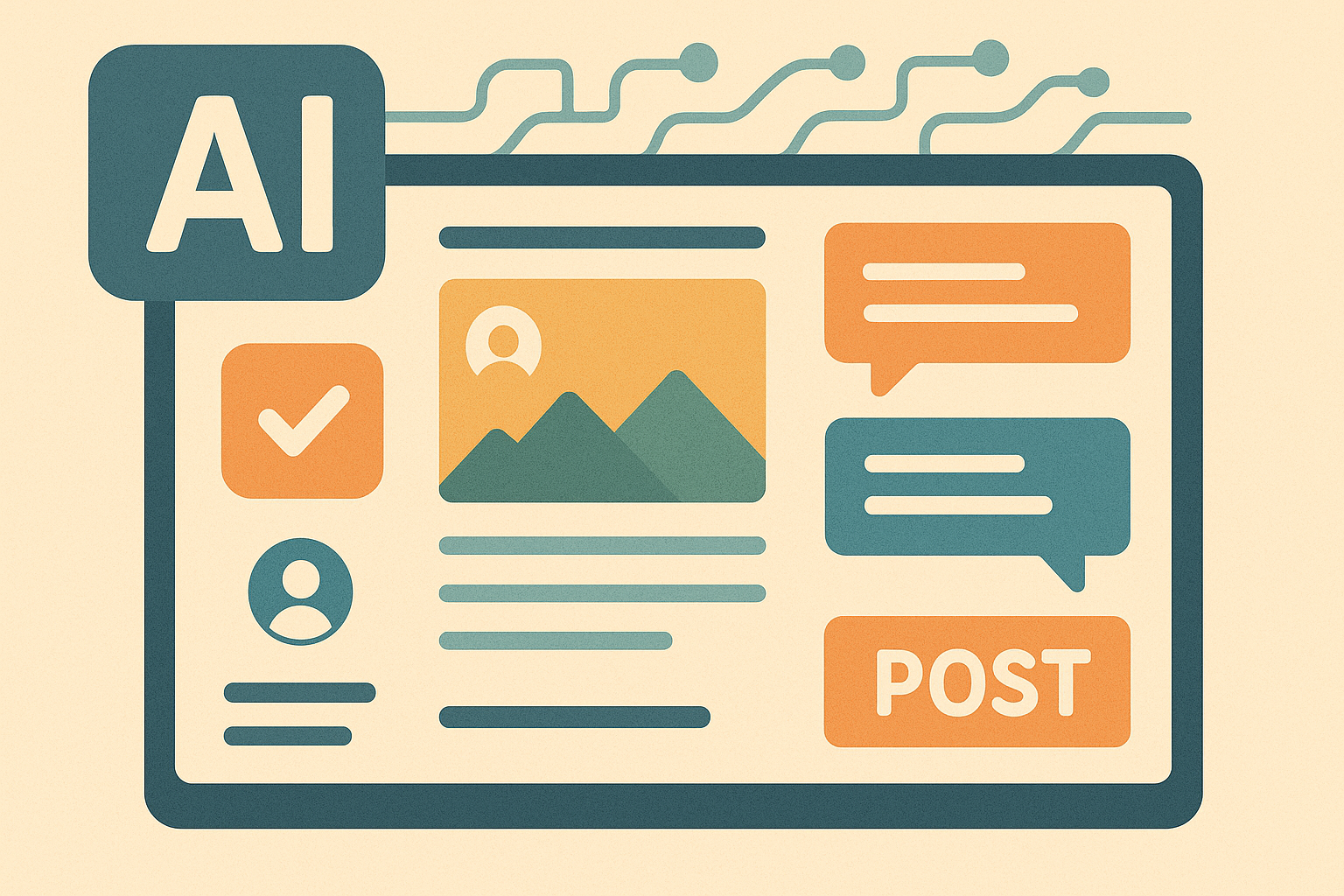 A digital calendar interface with AI-suggested best times to post based on engagement trends.
