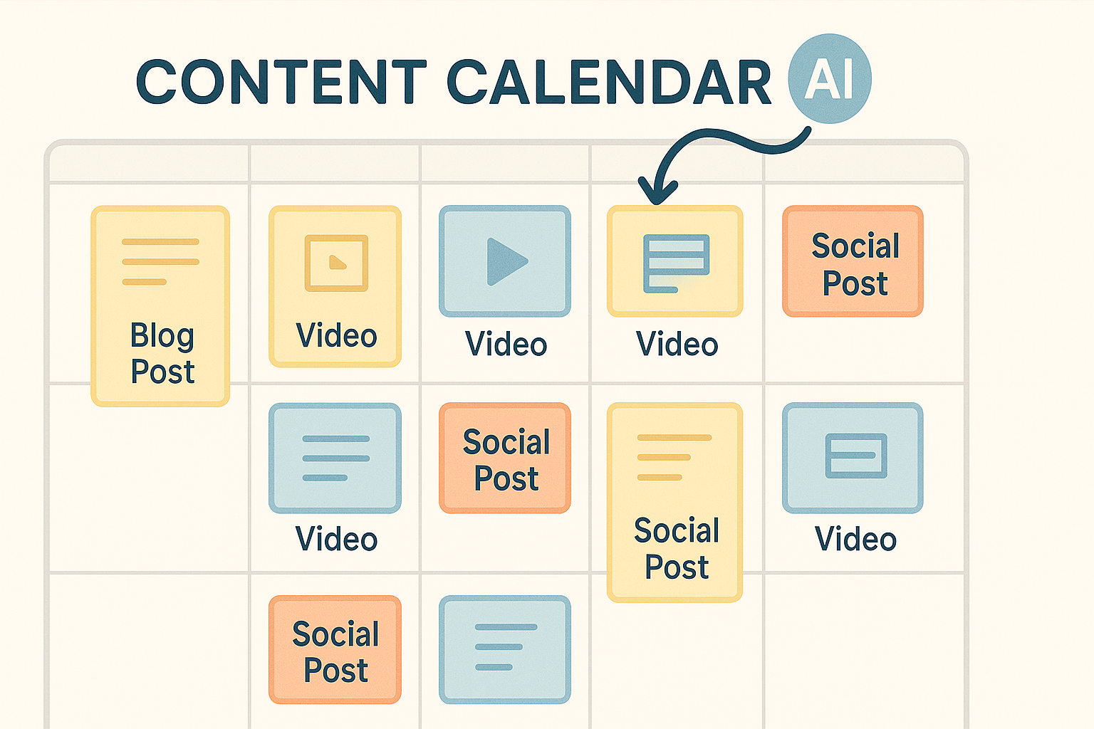 AI-assisted content calendar auto-filling content across formats.