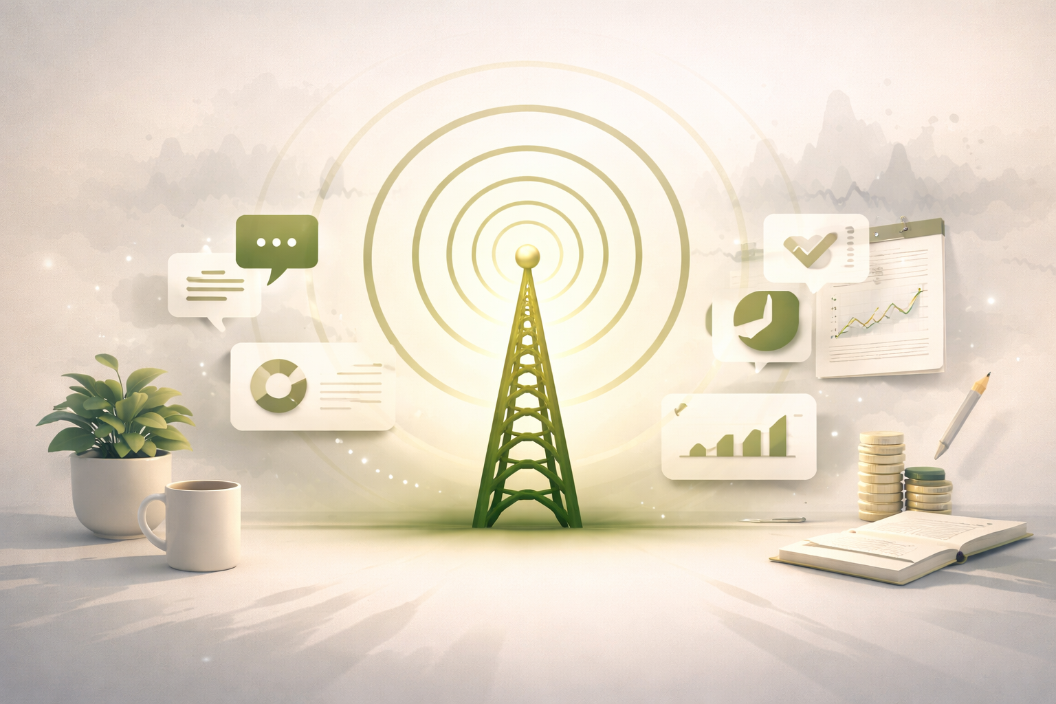 Illustration showing how consistent messaging strengthens brand clarity and reduces noise in social media strategy.