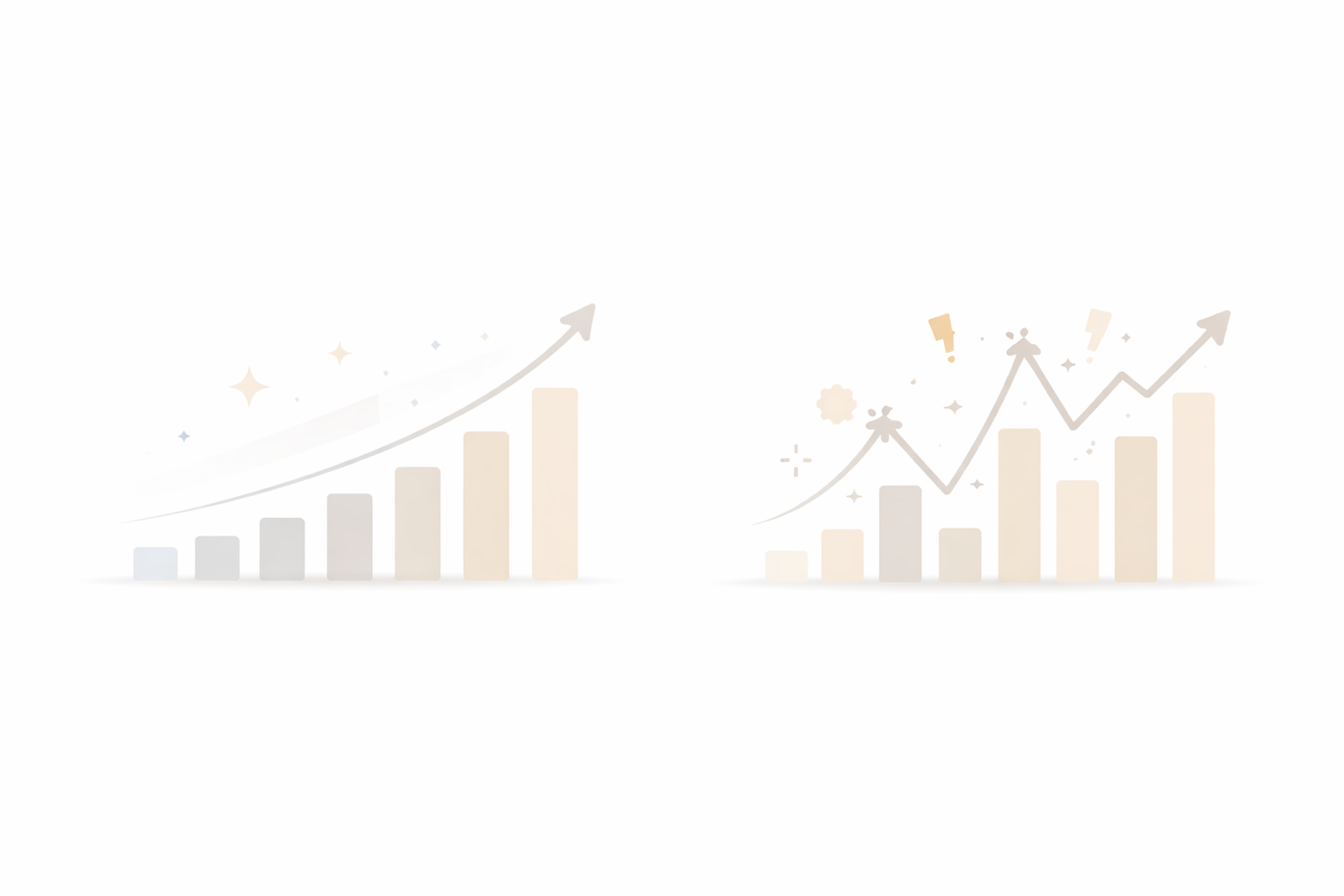 Illustration showing how structured systems create steady growth compared to unpredictable motivation.