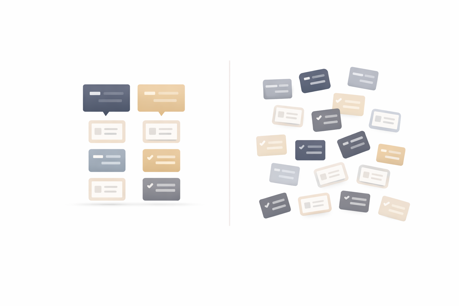 Illustration comparing a focused set of content pillars with a scattered strategy, emphasizing why small teams should limit pillars for consistency.