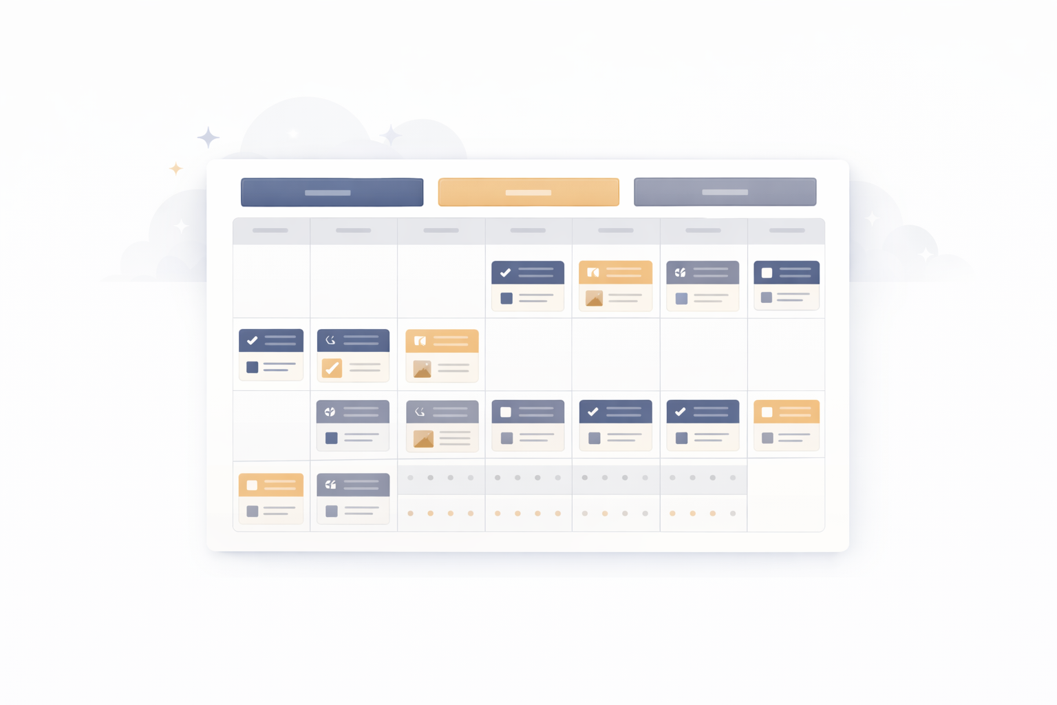Illustration of a structured monthly social media content plan organized clearly for small teams.